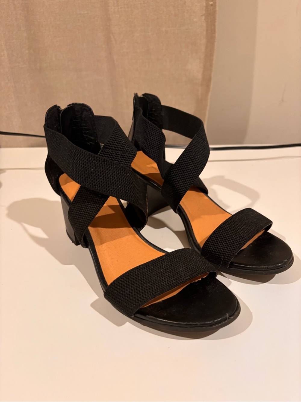 Women's Black Strappy Block Heel Sandals